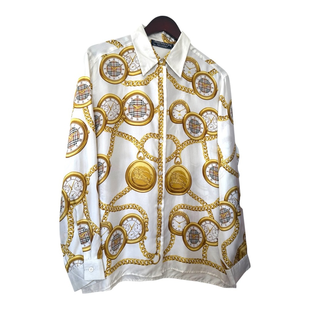 Burberry Gold and White Women's Blouse - XL - Brand New